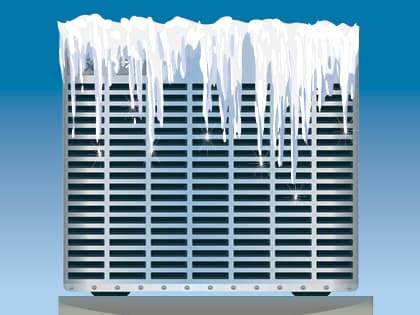 illustration of an AC unit freezing up
